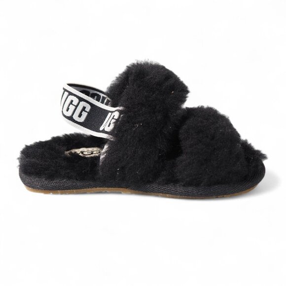 UGG Oh Fluff Yeah Slingback Slide Sandals Black 1116636T Toddler 6 - Picture 7 of 10